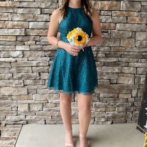 Green/blue hoco dress